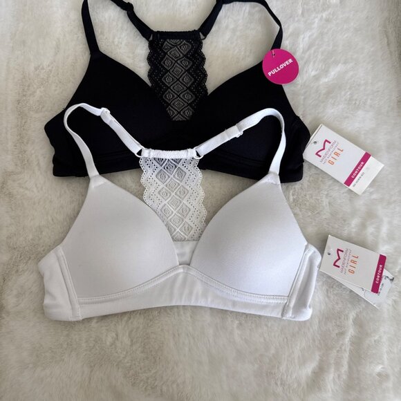 Maidenform Girl size 30A Contour Racerback Lace White & Black Bra NEW - Picture 5 of 5